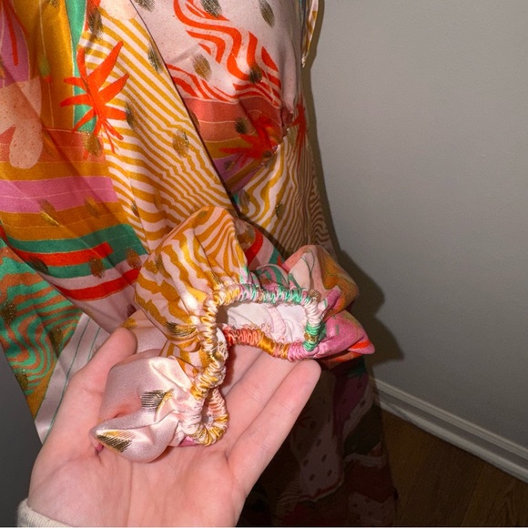 Never Fully Dressed Women’s 4 BEAUTIFUL Colorful Pink Gold Silky Maxi Dress - Picture 10 of 15